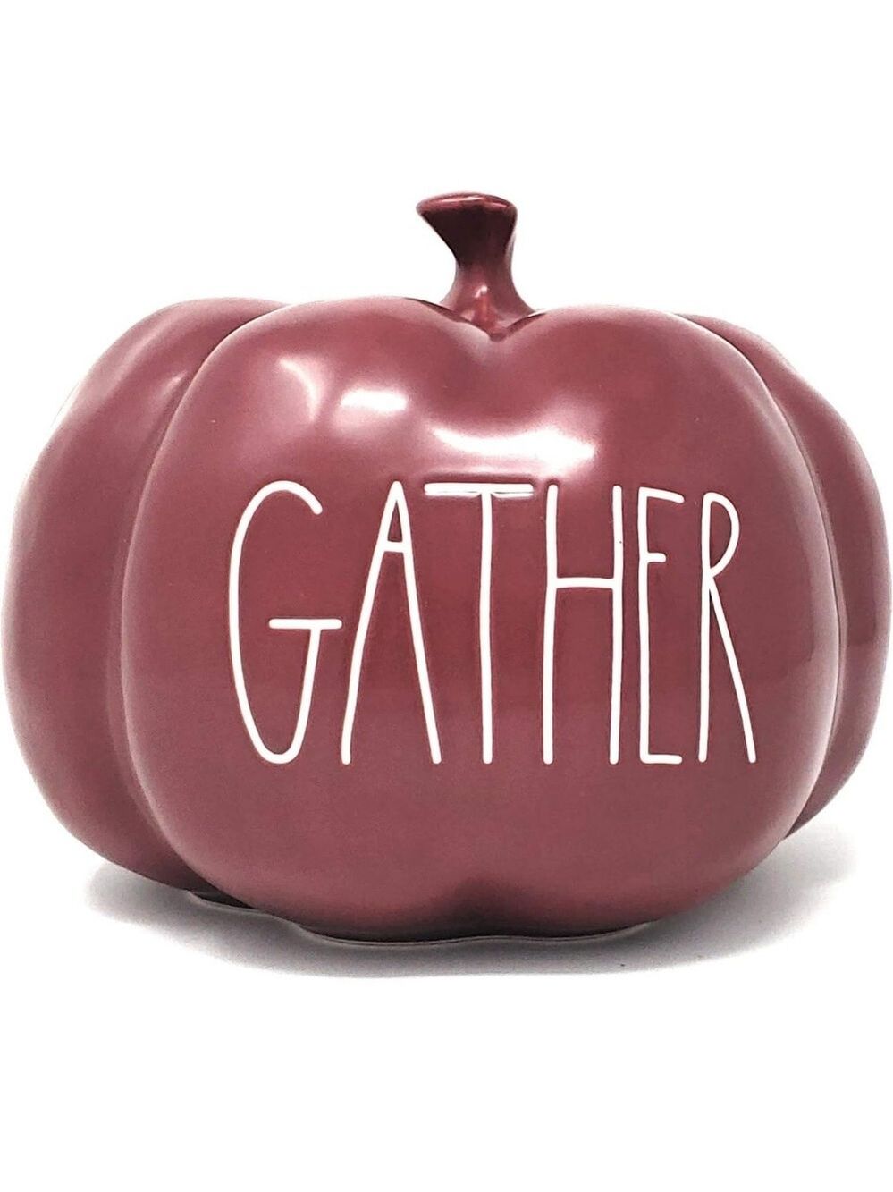 RAE DUNN CERAMIC GATHER PUMPKIN MAGENTA COLLECTION IN BURGUNDY NEW! - Picture 1 of 5